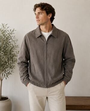 Gary Player Faux Suede Golf Bomber Jacket Brown Heritage Vintage 90s Y2K Size L